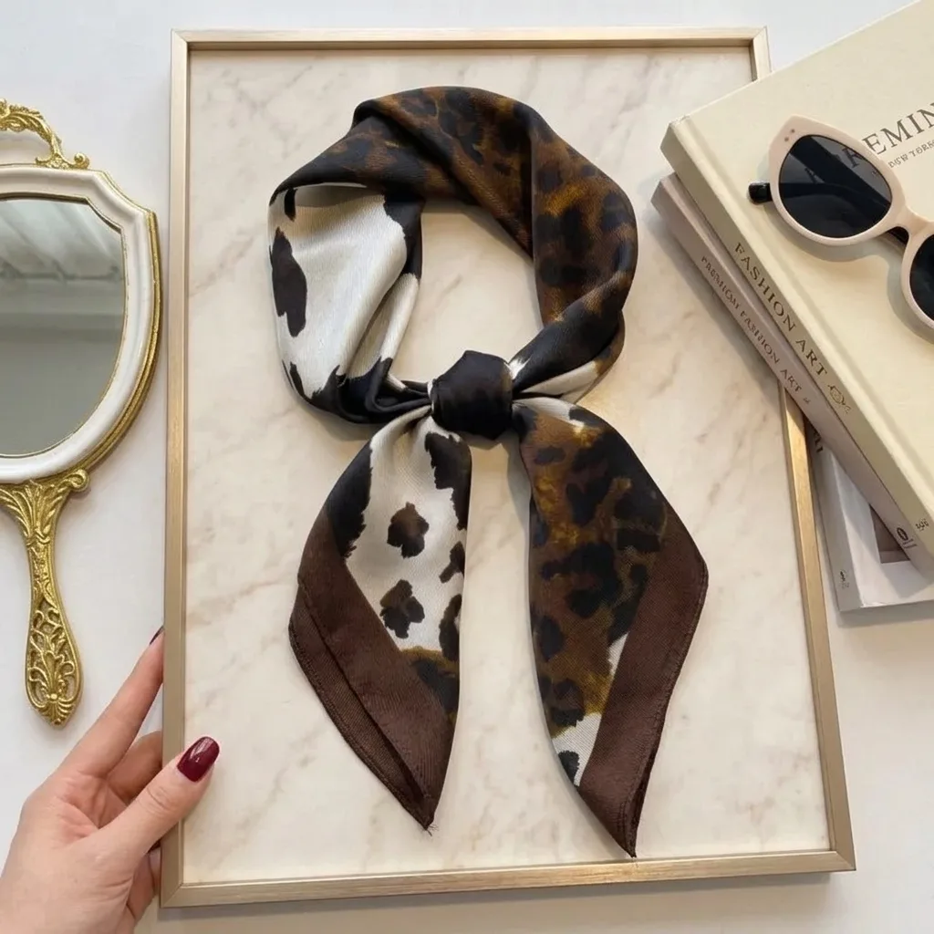 Women Bags For Office - 68cm Women Leopard Print Satin Square