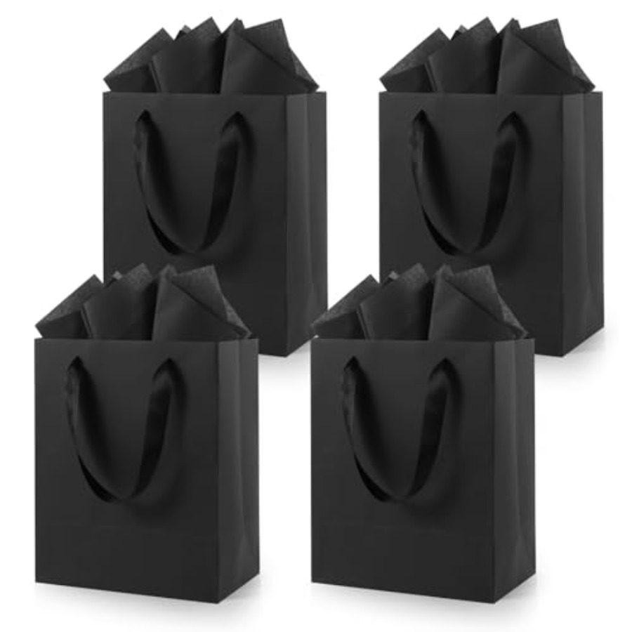 Women Bags For Eid - Black Small Gift Bags with Handles