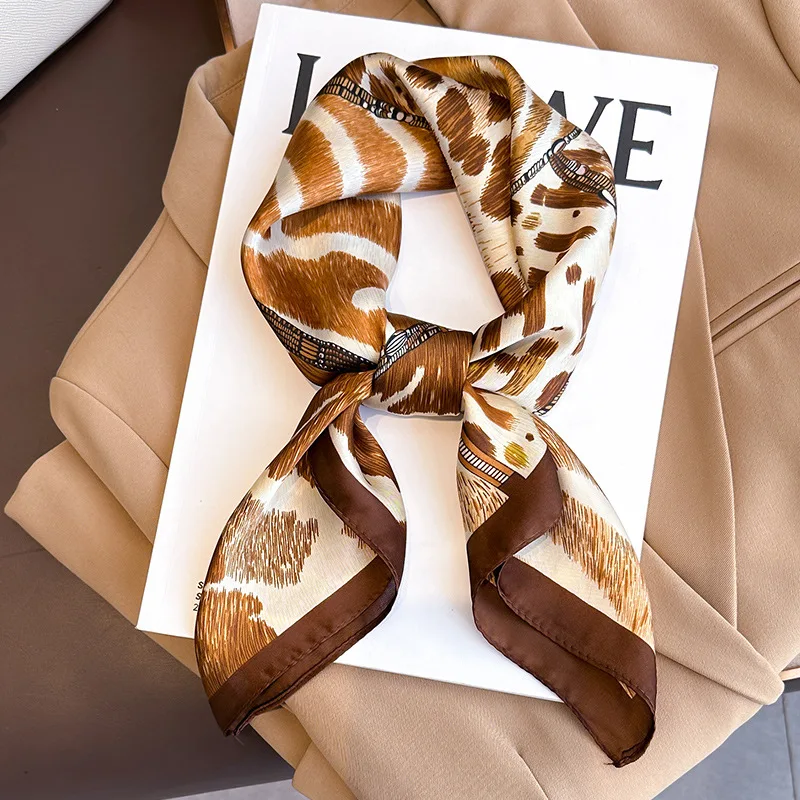 Women Bags For Office - Square Silk Scarf Luxury Leopard Print