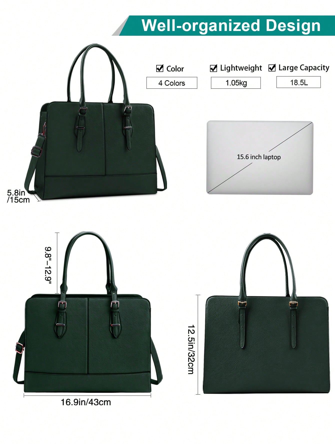 15.6 Inch Leather Laptop Tote  - đánh giá và giá Women Bags For Office