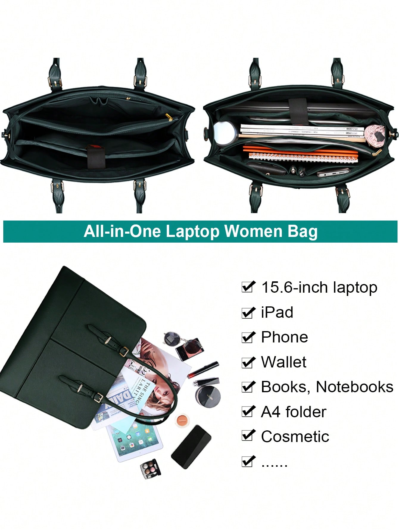 15.6 Inch Leather Laptop Tote  - đánh giá và giá Women Bags For Office
